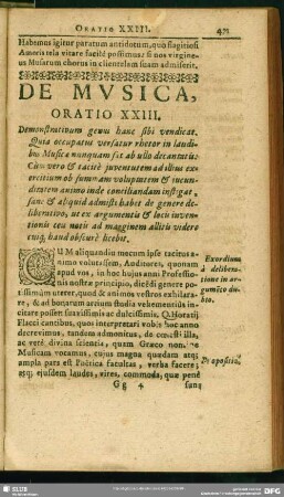 De Musica. Oratio XXIII.