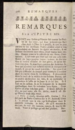 526-545, Remarques sur l'Epitre XIX.