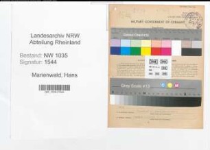 Entnazifizierung Hans Marienwald , geb. 11.09.1894 (Statistiker)