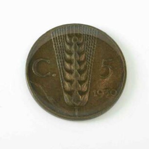 5 Centesimi Münze Italien 1930