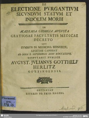 De Electione Purgantium Secundum Statum Et Indolem Morbi
