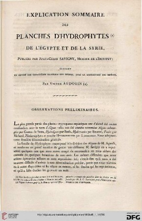 Explication sommarie de planches d'hydrophytes de l'Égypte et de la Syrie