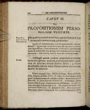 Caput III. De Propositionum Personalium Veritate.