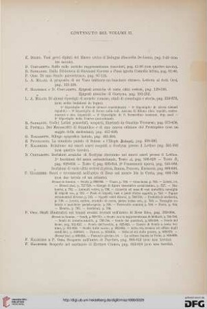 Contenuto del volume II