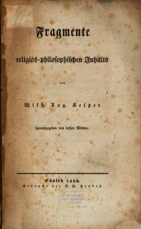 Fragmente religios-philosophischen Inhalts