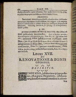 Locus XVII. De Renovatione & Bonis Operibus.