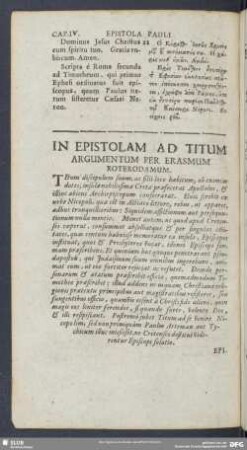 In Epistolam Ad Titum Argumentum Per Erasmum Roterodamum