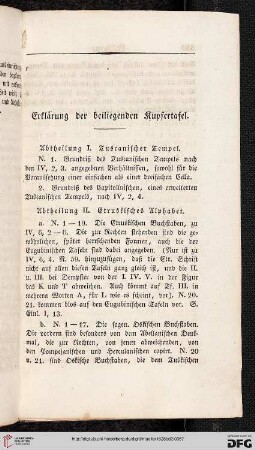 Erklärung der beiliegenden Kupfertafel