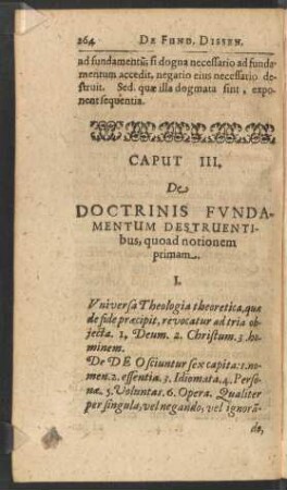 Caput III. De Doctrinis Fundamentum Destruentibus, quoad notionem primam.