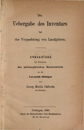 Die Übergabe des Inventars bei der Verpachtung von Landgütern