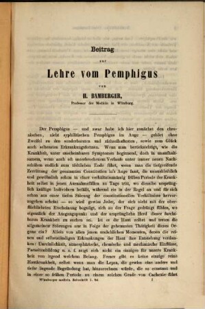 Würzburger medicinische Zeitschrift. 1. 1860