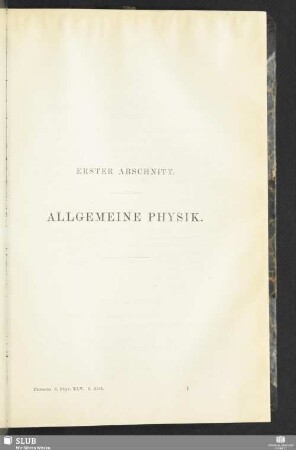 Erster Abschnitt. Allgemeine Physik