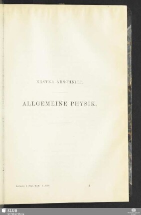 Erster Abschnitt. Allgemeine Physik