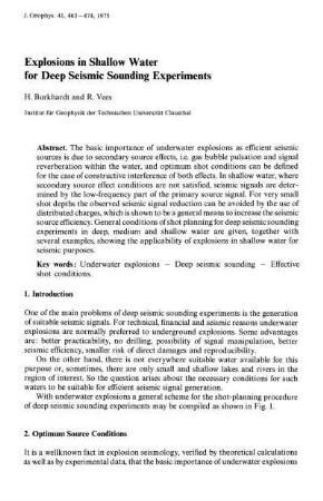 Explosions in shallow water for deep seismic sounding experiments