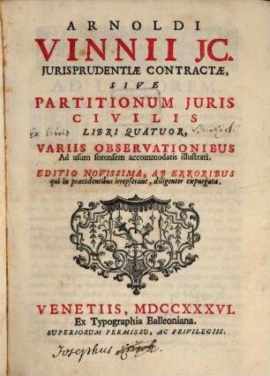 Iurisprudentiae contractae sive partitionum iuris civilis libri quatuor
