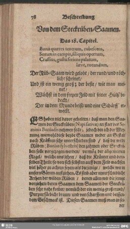 Von dem Steckrüben-Saamen. Das 18. Capitel