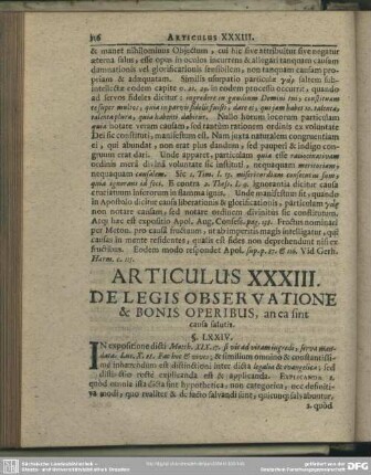 Articulus XXXIII. De Legis Observatione & Bonis Operibus, an ea sint causa salutis