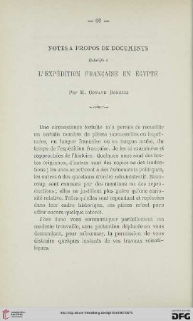 2.Ser. 8.1887: Notes à propos de documents relatifs à l'expédition française en Égypte