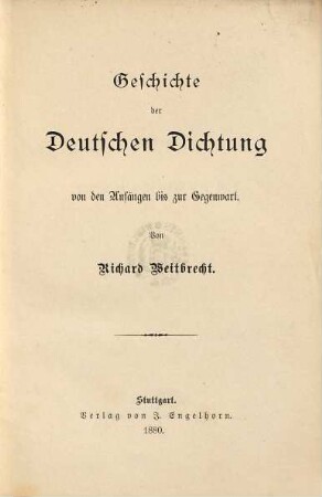 Geschichte der deutschen Dichtung von den Anfängen bis zur Gegenwart