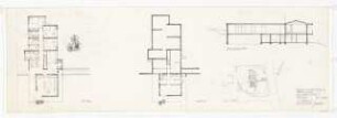 Wohnhaus Dr. Gnichwitz, Herten Vorentwurf 2: Grundriss, Längssschnitt 1:100, Lageplan 1:500