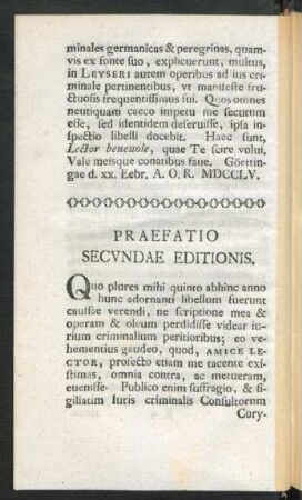 Praefatio Secundae Editionis