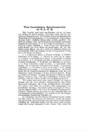 Vom französischen Sprachunterricht im D.L.E.H.