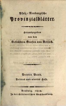 Pfalz-Neuburgische Provinzialblätter, 3. 1805, Heft 3 - 4