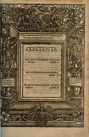 Contenta De vetustatibus Polonorum : liber I