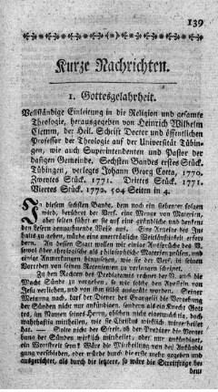 Vollständige Einleitung in die Religion und gesammte Theologie. Bd.6.,St.1-4.