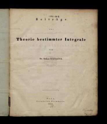 Beiträge zur Theorie bestimmter Integrale