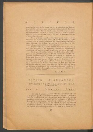 Estilo tiahuanacu : (Investigaciones estéticas) (Fragmento)