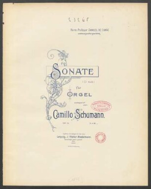 Sonate (D moll) für Orgel : op. 12