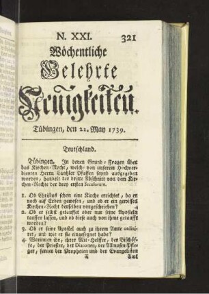 XXI. (22. May 1739)