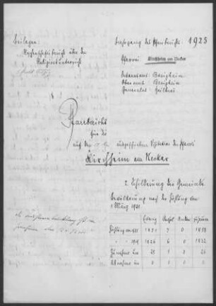 Kirchheim/Neckar: Pfarrbericht 1925