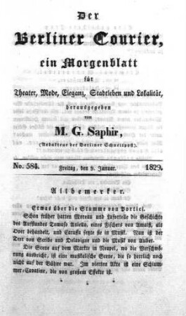 No. 584., Freitag, den 9. Januar 1829