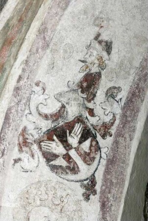 Die heilige Elisabeth und Wappen in der linken Fensterlaibung — Wappen