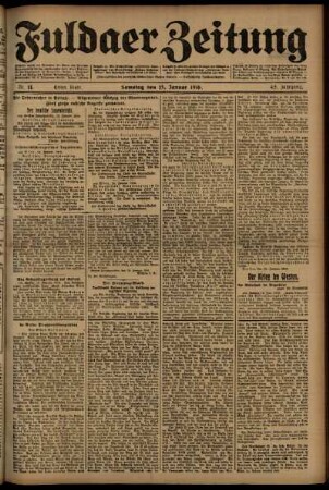 Erste Ausgabe vom Samstag, den 15. Januar 1916.