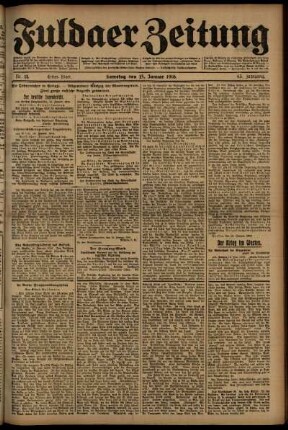 Erste Ausgabe vom Samstag, den 15. Januar 1916.