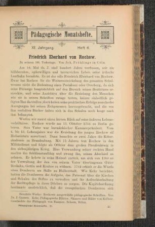 Friedrich Eberhard von Rochow : zu seinem 100. Todestage