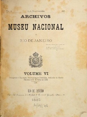 Arquivos do Museu Nacional. 6, 6. 1885