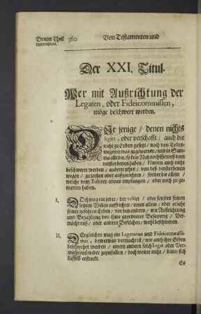 Der XXI. - XIX. Titul.