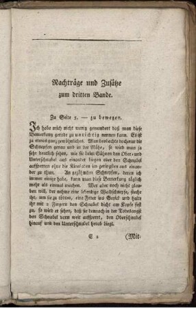 Nachträge und Zusätze zum dritten Bande.