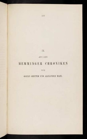 367-374, IX Aus den Memminger Choniken von Galle Greiter und Alexander Mair.