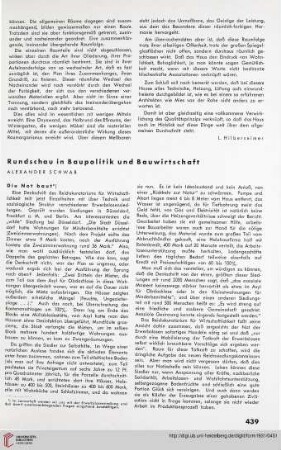 Rundschau in Baupolitik und Bauwirtschaft