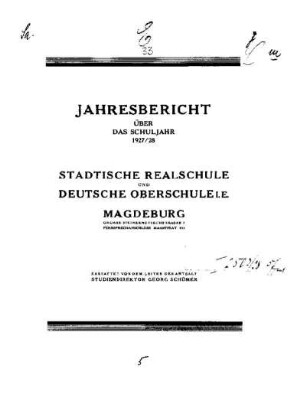 1927/28: Jahresbericht ... - 1927/28