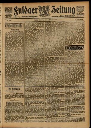 Erste Ausgabe vom Samstag, den 03. Oktober 1903.