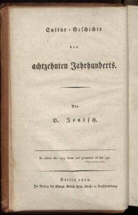 T.3: Cultur-Geschichte des achtzehnten Jahrhunderts