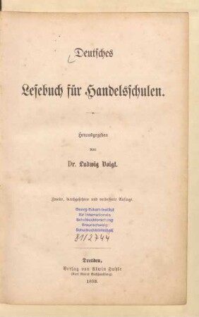 Deutsches Lesebuch für Handelsschulen