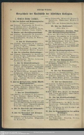Verzeichnis der Ausschüsse der städtischen Kollegien