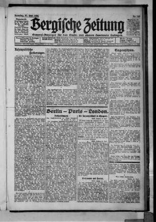 Bergische Zeitung. 1922-1935